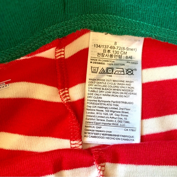 Gap Red and White Striped Green Trim Christmas Pajama Set•NWT - Picture 6 of 6